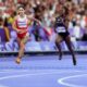 Marie-Josee Ta Lou-Smith of Team Cote D'Ivoire Ewa Swoboda of Team Poland, Dina Asher-Smith of Team Great Britain and Melisa Jefferson of Team United States