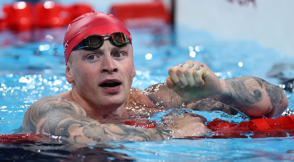 Adam Peaty competing in Paris Olympics