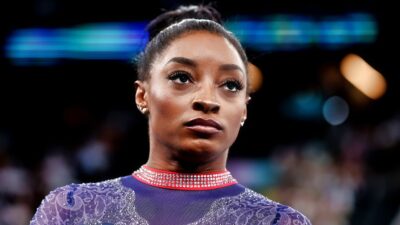 Simone Biles in leotard