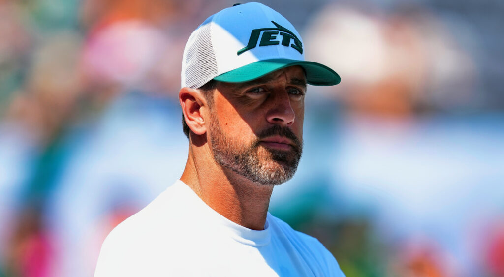 Aaron Rodgers in Jets gear