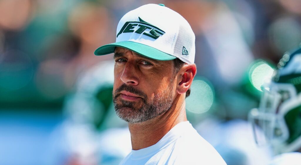 Aaron Rodgers in Jets gear