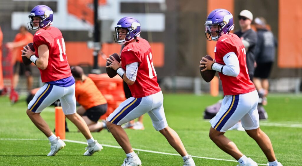 Minnesota Vikings quarterbacks at practice.