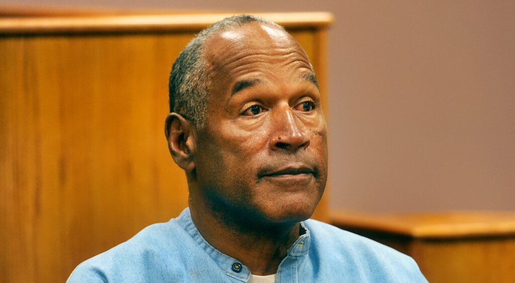 OJ Simpson looking on while in court.