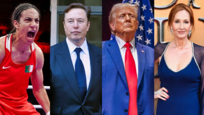 Photos of Imane Khelif, Elon Musk, Donald Trump, and JK Rowling