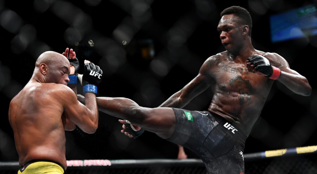 Israel Adesanya Kicking Anderson Silva