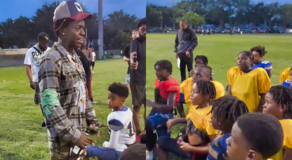 Kodak Black speaking to youth team