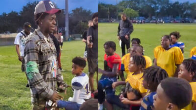 Kodak Black speaking to youth team