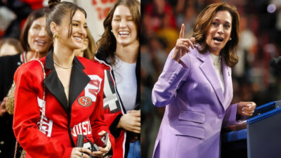 Photos of Kristin Juszczyk and Kamala Harris