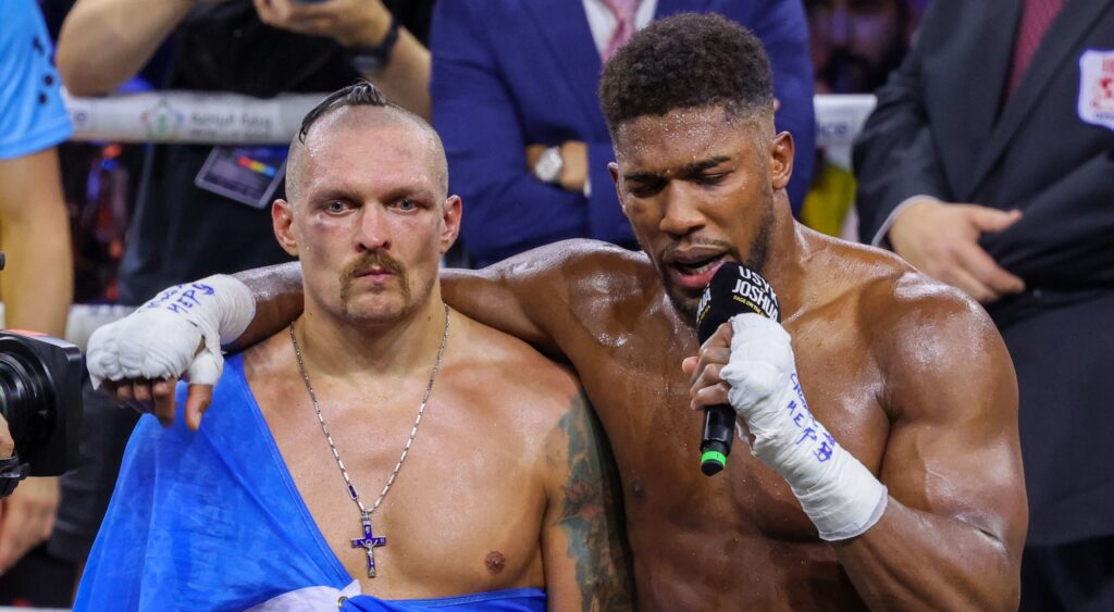 Oleksandr Usyk after the heavyweight boxing rematch with Anthony Joshua