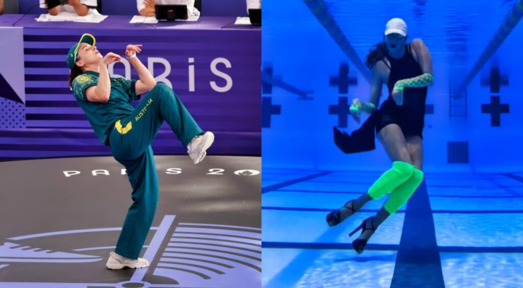 Raygun performing at Olympics and Kristina Makushenko dancing underwater