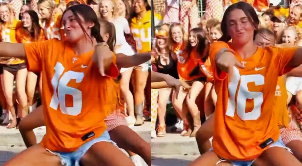 Tennessee Vols Kappa Delta sorority member dancing.