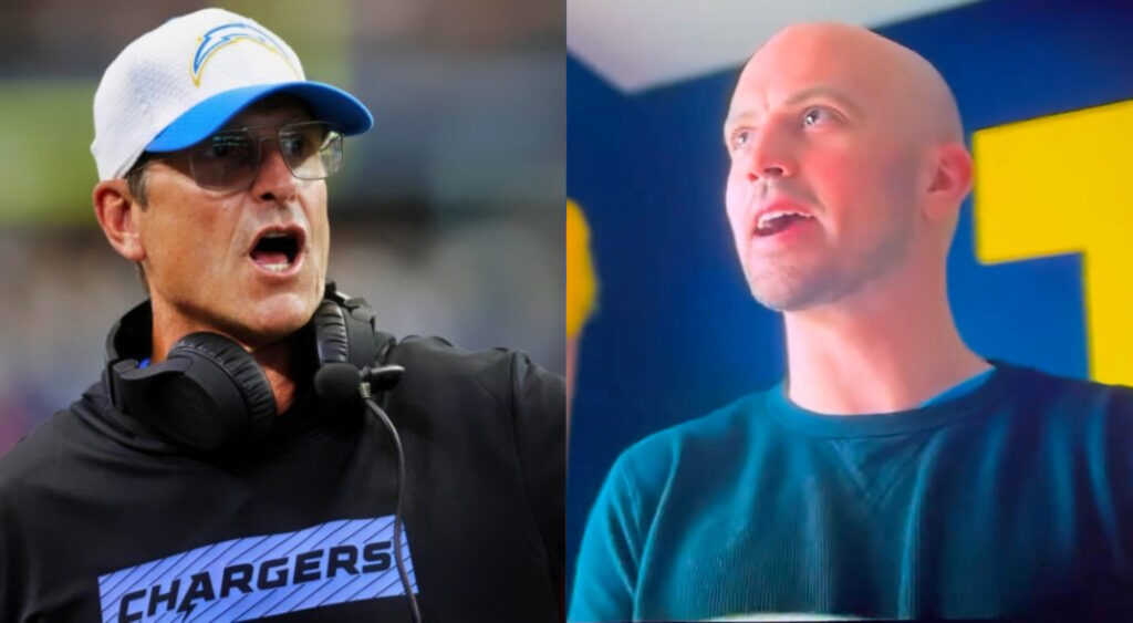 Connor Stalions on Netflix and Jim Harbaugh on sidelines