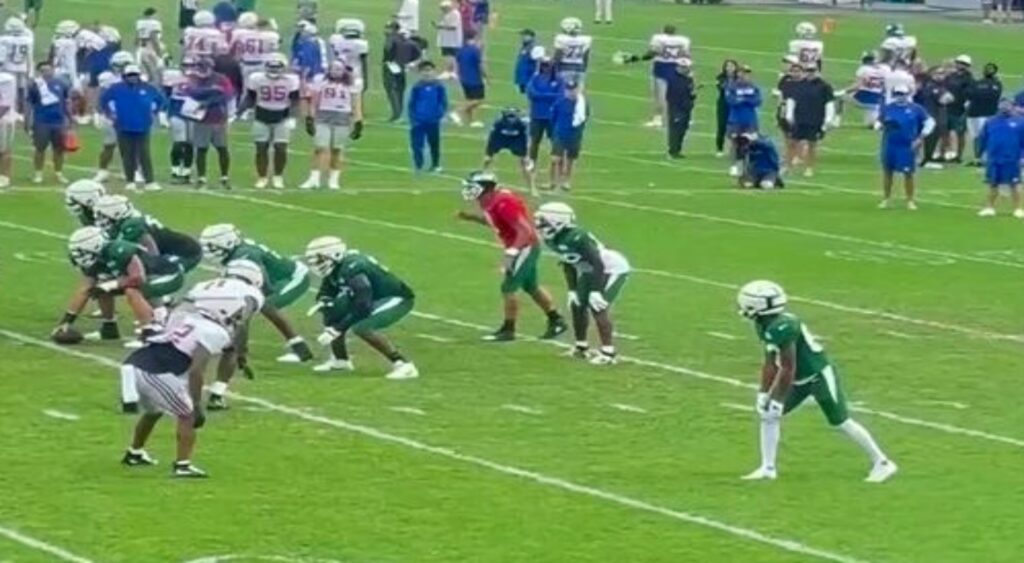 Aaron Rodgers of New York Jets in practice.