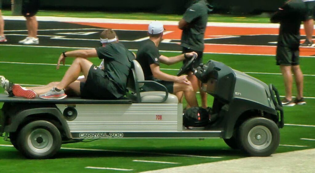 Charlie Jones of Cincinnati Bengals being carted off.