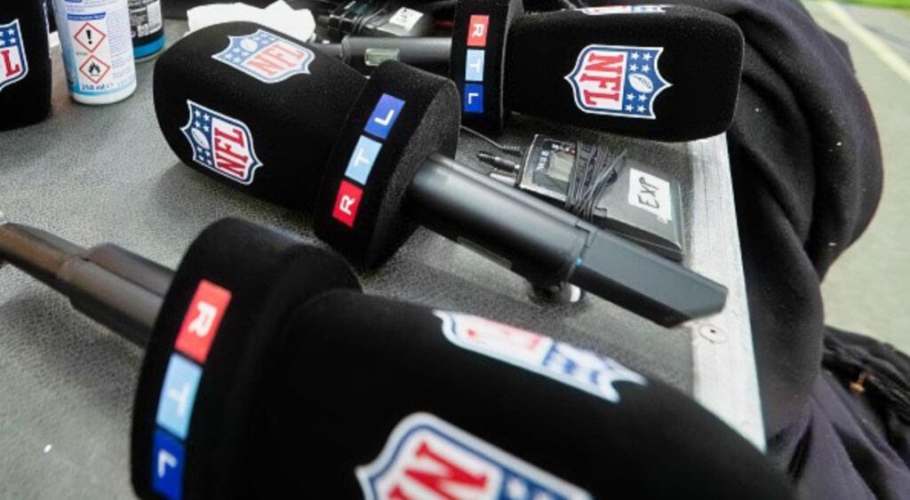 Photo of NFL mics for article on NFL reporters who passed away