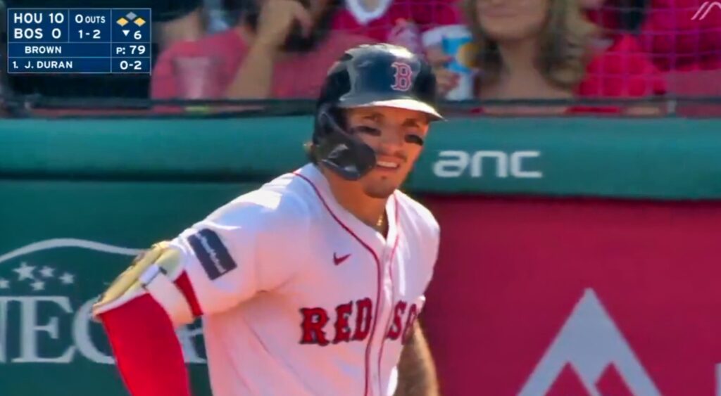 Jarren Duran of Boston Red Sox batting.