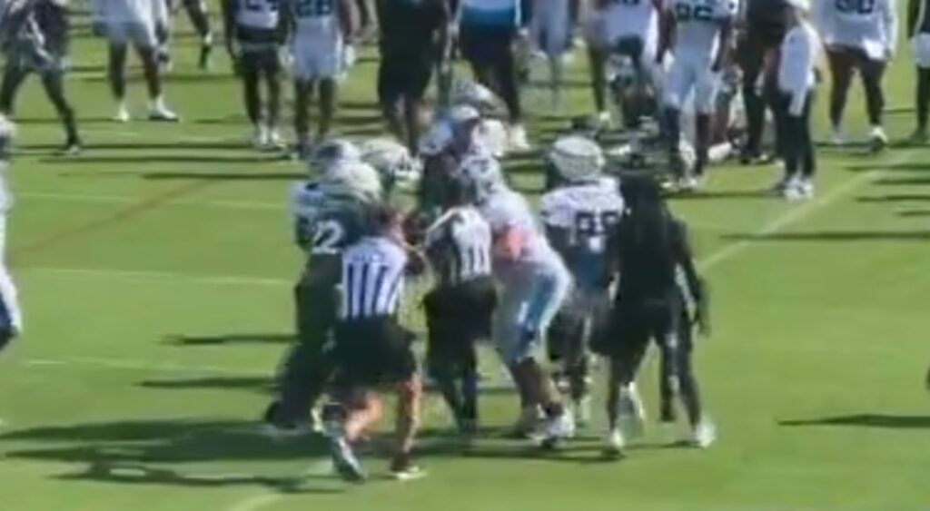 New York Jets and Carolina Panthers involving in a brawl.