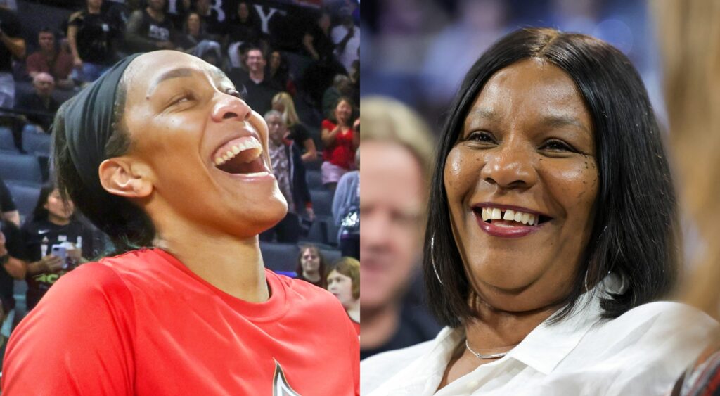 A'ja Wilson laughing And Eva Wilson smiling