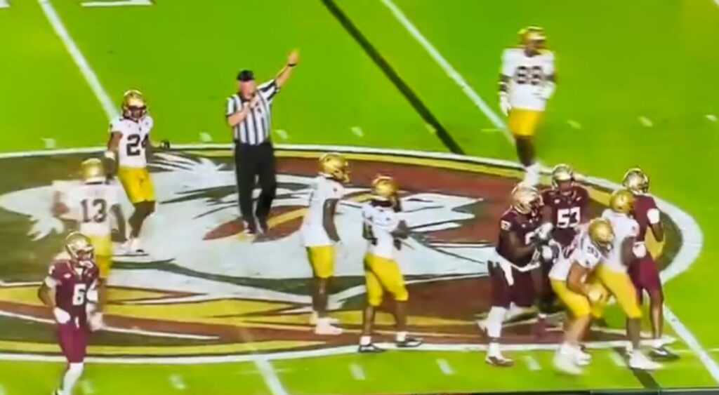 Neto Okpala of Boston College arguing with Florida State players.