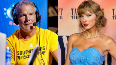 Photos of Brett Favre and Taylor Swift