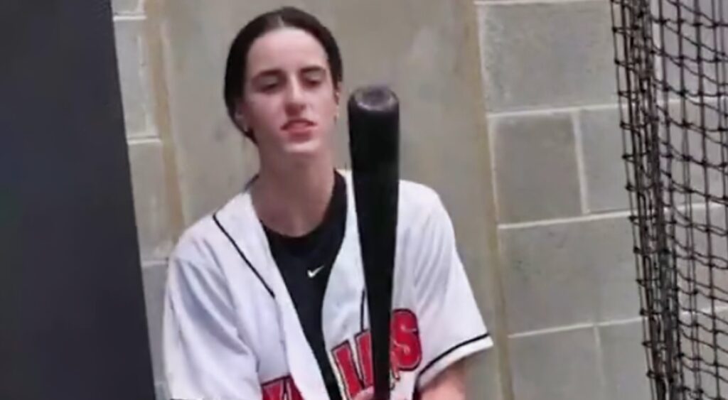 Caitlin Clark with bat in hand