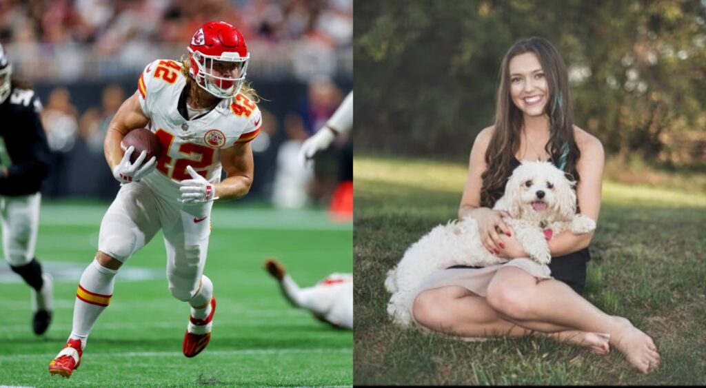 Carson Steele in uniform and Kesslar posing with dog