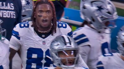 CeeDee Lamb on sidelines with Dak Prescott