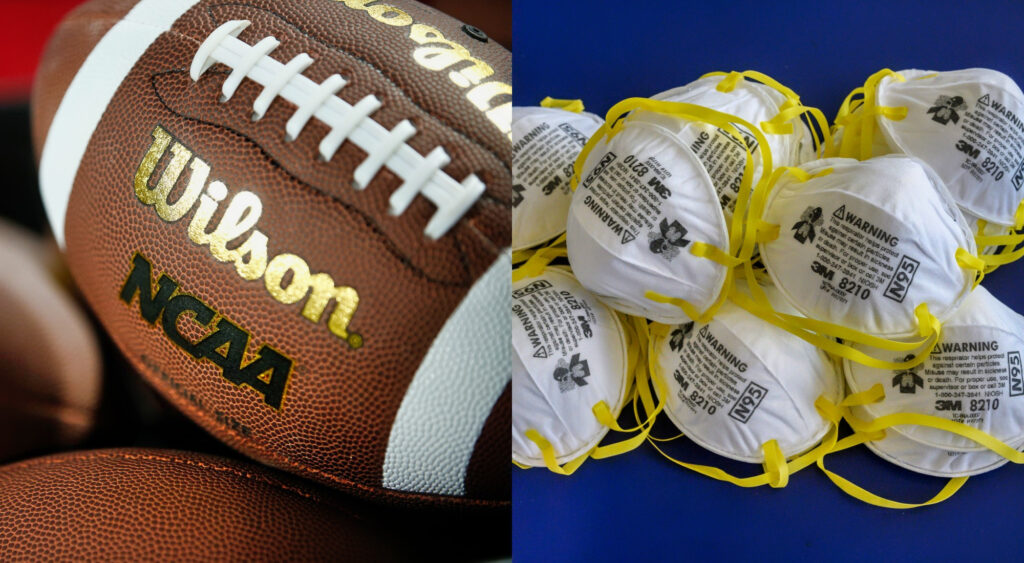 College Football balls and masks