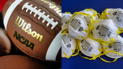 College Football balls and masks