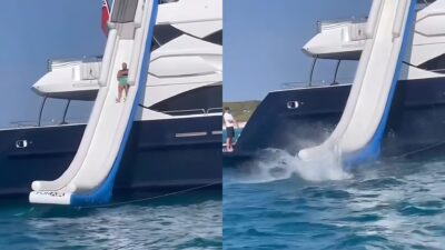 Conor McGregor slides off a yacht