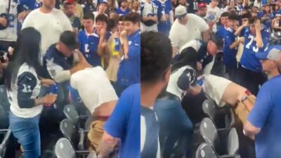 Cowboys and Giants fan fighting