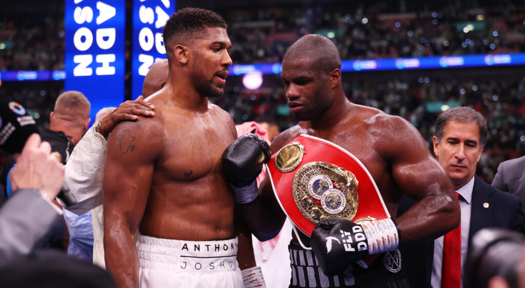 Daniel Dubois and Anthony Joshua after fight