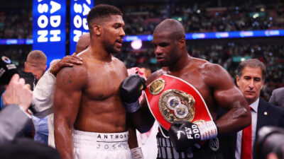 Daniel Dubois and Anthony Joshua after fight