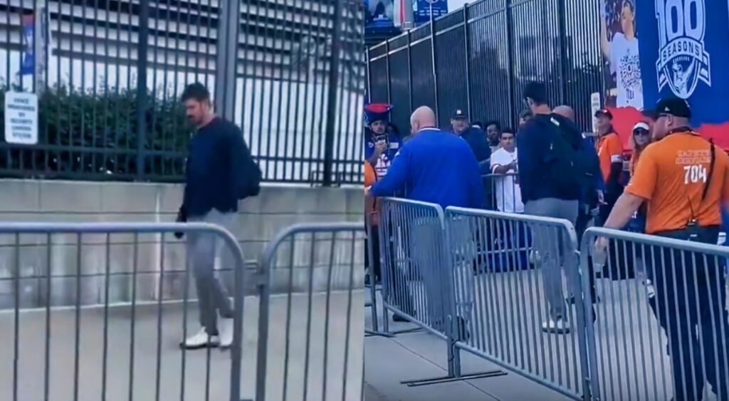 Daniel Jones walking outside stadium