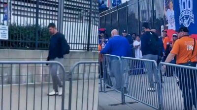 Daniel Jones walking outside stadium