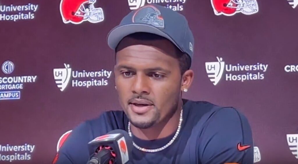 Deshaun Watson speaking to reporters