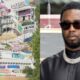 Diddy posing and picture of mansion with graffiti