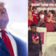 Photo of Donald Trump and photo of Georgia-Alabama crowd