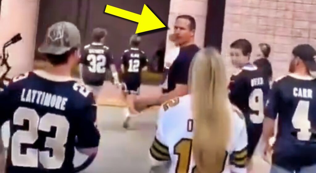 Drew Brees responds to a heckler on the street.