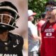 Dylan Raiola in Nebraska shirt and Shedeur Sanders in Colorado uniform