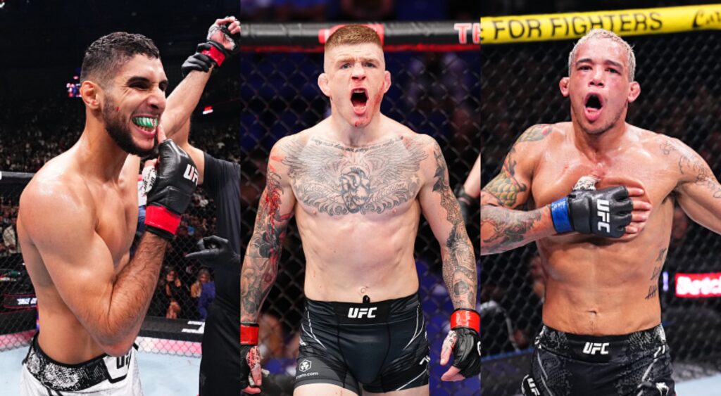 UFC Paris Bonus winners Fares Ziam, Chris Duncan, and Bryan Battle