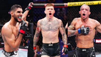 UFC Paris Bonus winners Fares Ziam, Chris Duncan, and Bryan Battle