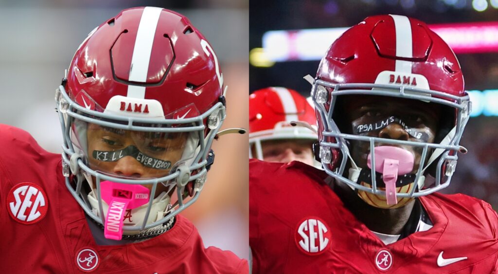 Ryan Williams and Germie Bernard with their eyeblack vs. Georgia.