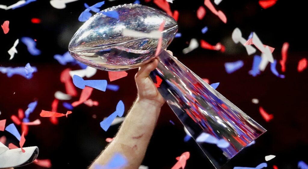 Lombardi Trophy from Super Bowl LIII. Josh Gordon announced his retierment