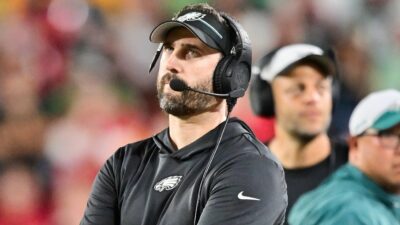 Eagles head coach Nick Sirianna on sidelines