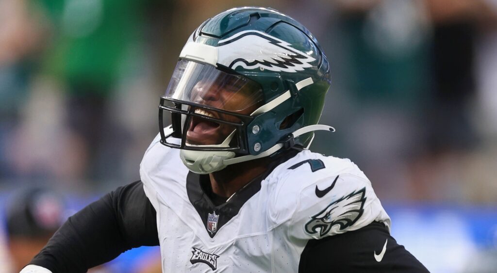 Haason Reddick of Philadelphia Eagles reacting during game.