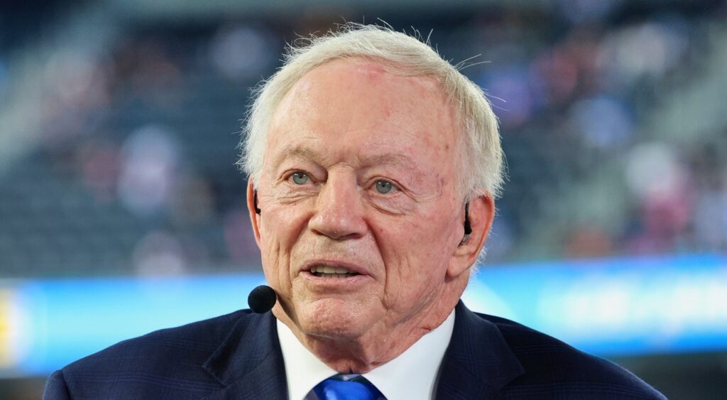 Dallas Cowboys owner Jerry Jones looking on.