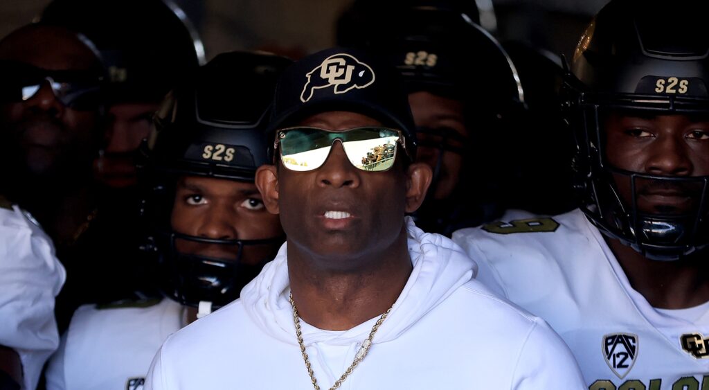 Deion Sanders and Colorado Buffaloes team in tunnel