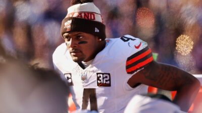 Deshaun Watson in uniform on sidelines