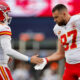 Patrick Mahomes and Travis Kelce shaking hands